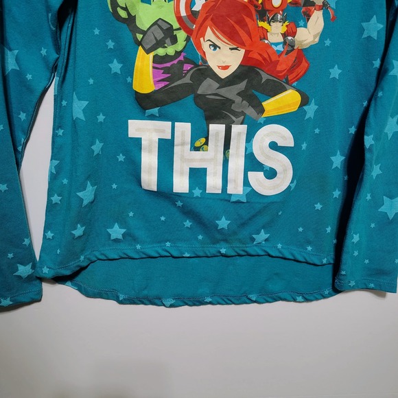 Kids Marvel Avengers I've Got This Long Sleeve Shirt Size XL 14 16 Teal Stars - Picture 6 of 6